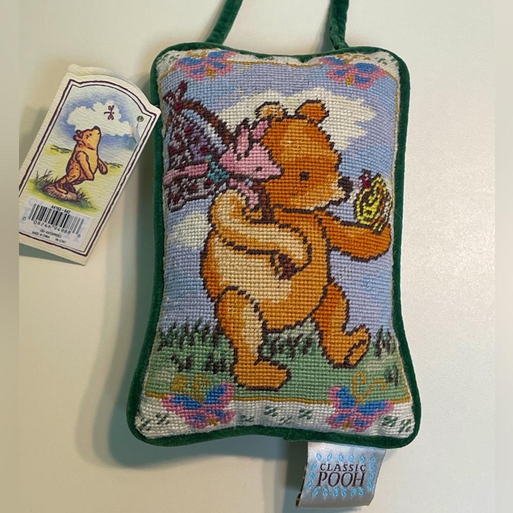 Vintage Disney Classic Winnie the Pooh Bear Embroidered Pillow Over Door Hanger
